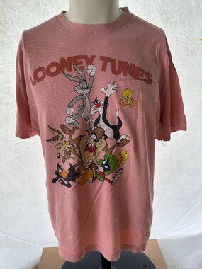 Looney Tunes Bugs Bunny Daffy Duck Foghorn Leghorn Men's Pink Shirt Medium